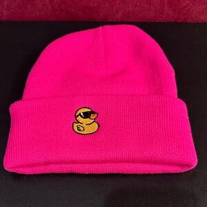 Pink Beanie with Cool Duck Embroidery